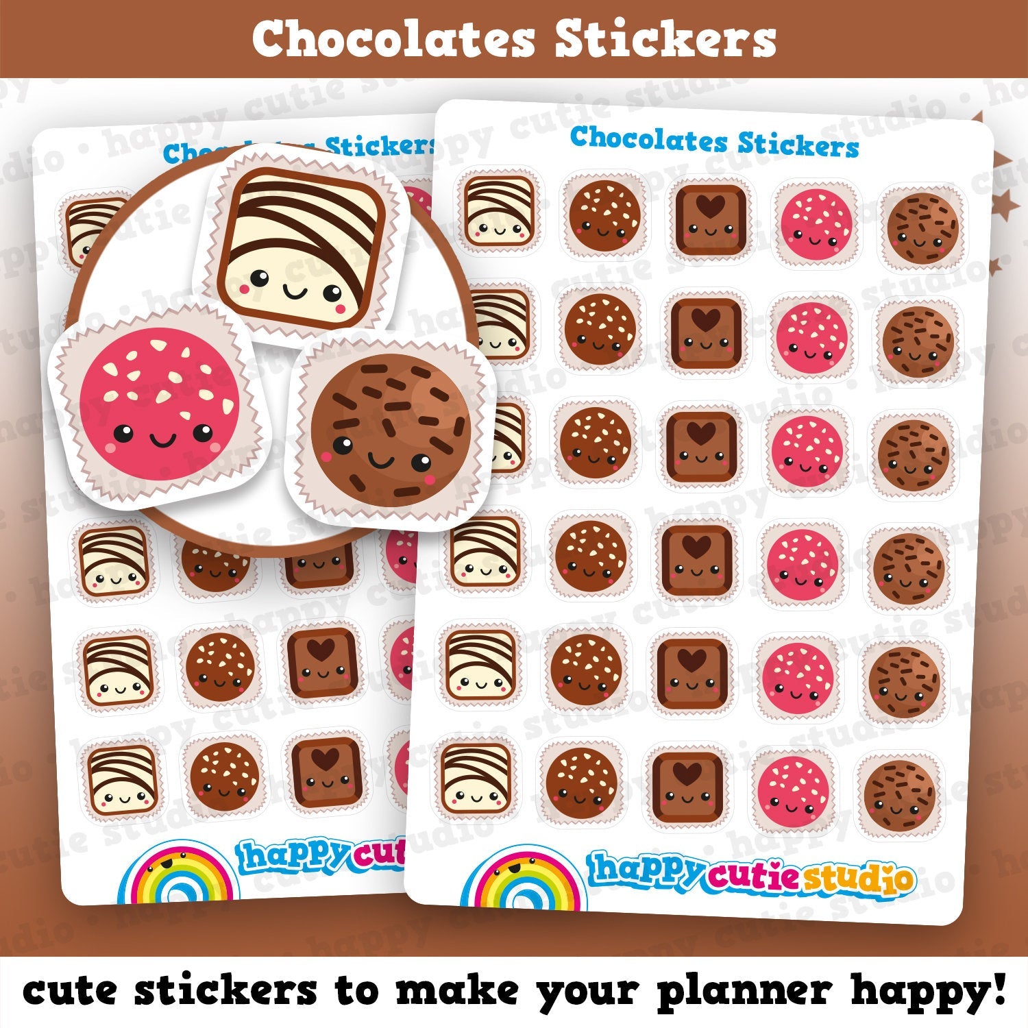 30 Cute Chocolate/Love/Treat Planner Stickers