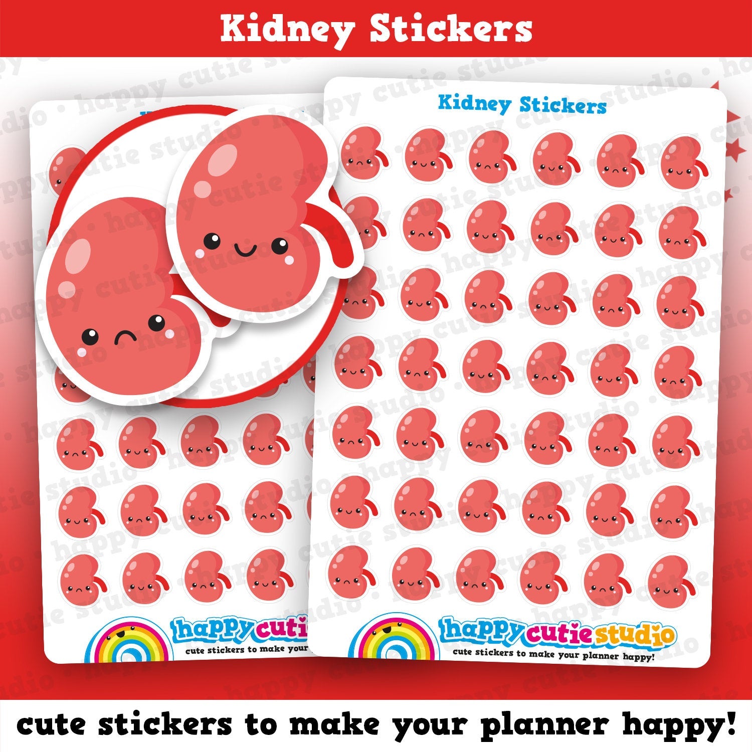 42 Cute Kidney Planner Stickers