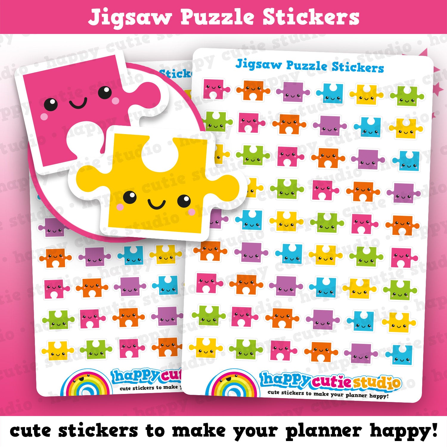 54 Cute Jigsaw Puzzle/Game Night Planner Stickers