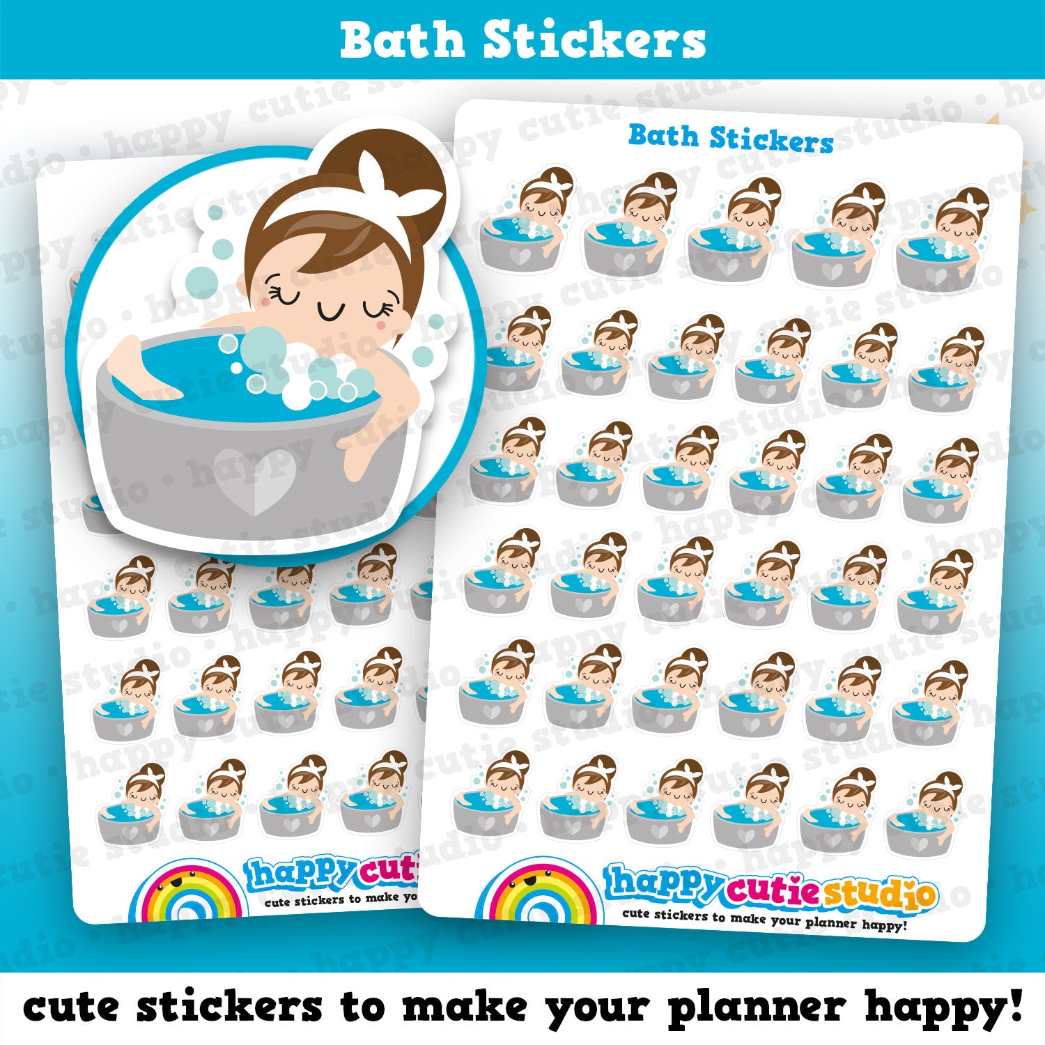 35 Cute Bath/Relax/Chill/Chill Out Girl Planner Stickers