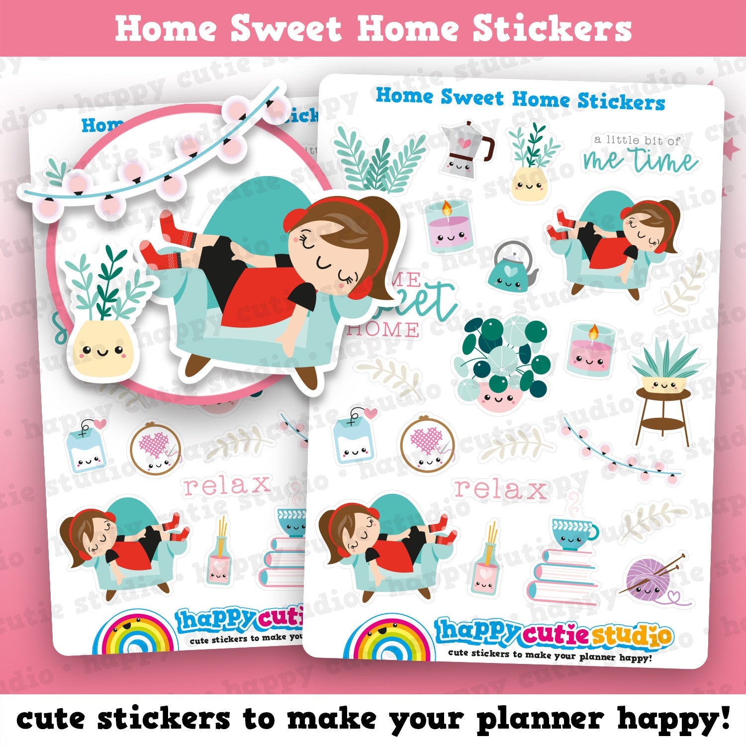 21 Cute Home Sweet Home/Cozy/Hygge Planner Stickers