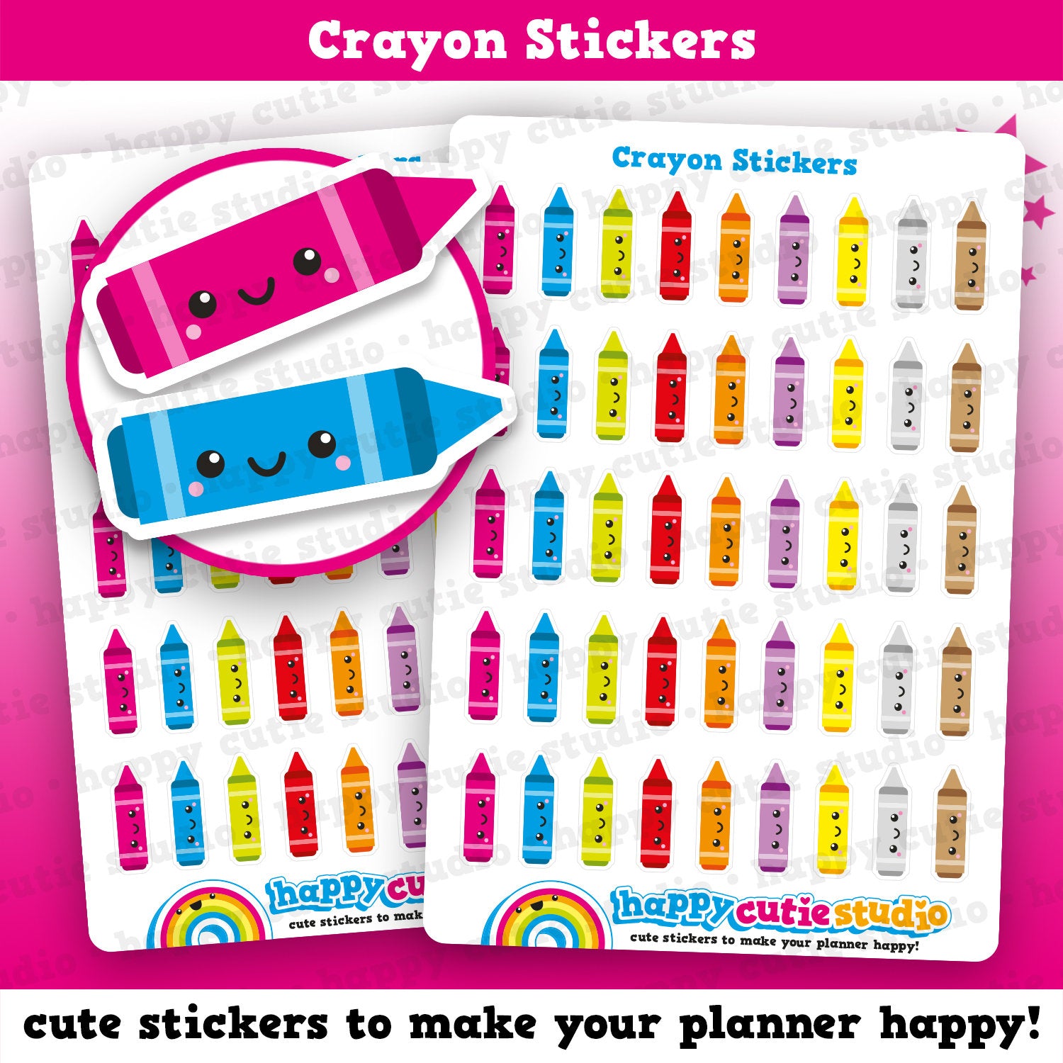 45 Cute Crayon Planner Stickers