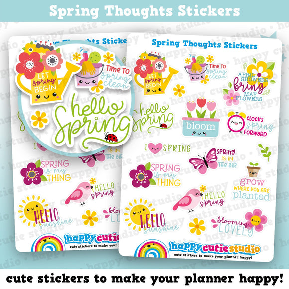 16 Cute Spring/Cute Thoughts Planner Stickers