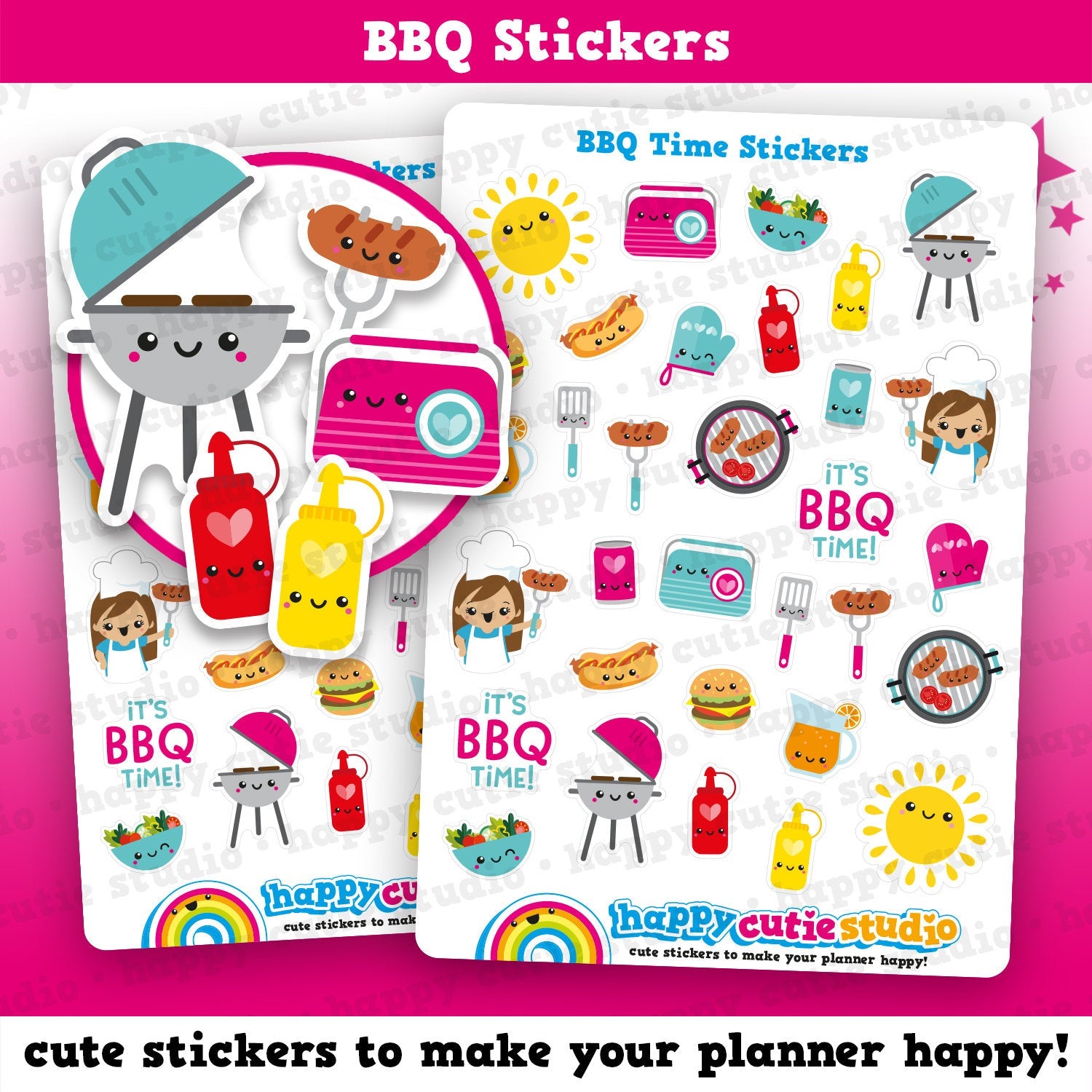 32 Cute BBQ/Barbeque/Summer/Grill Planner Stickers