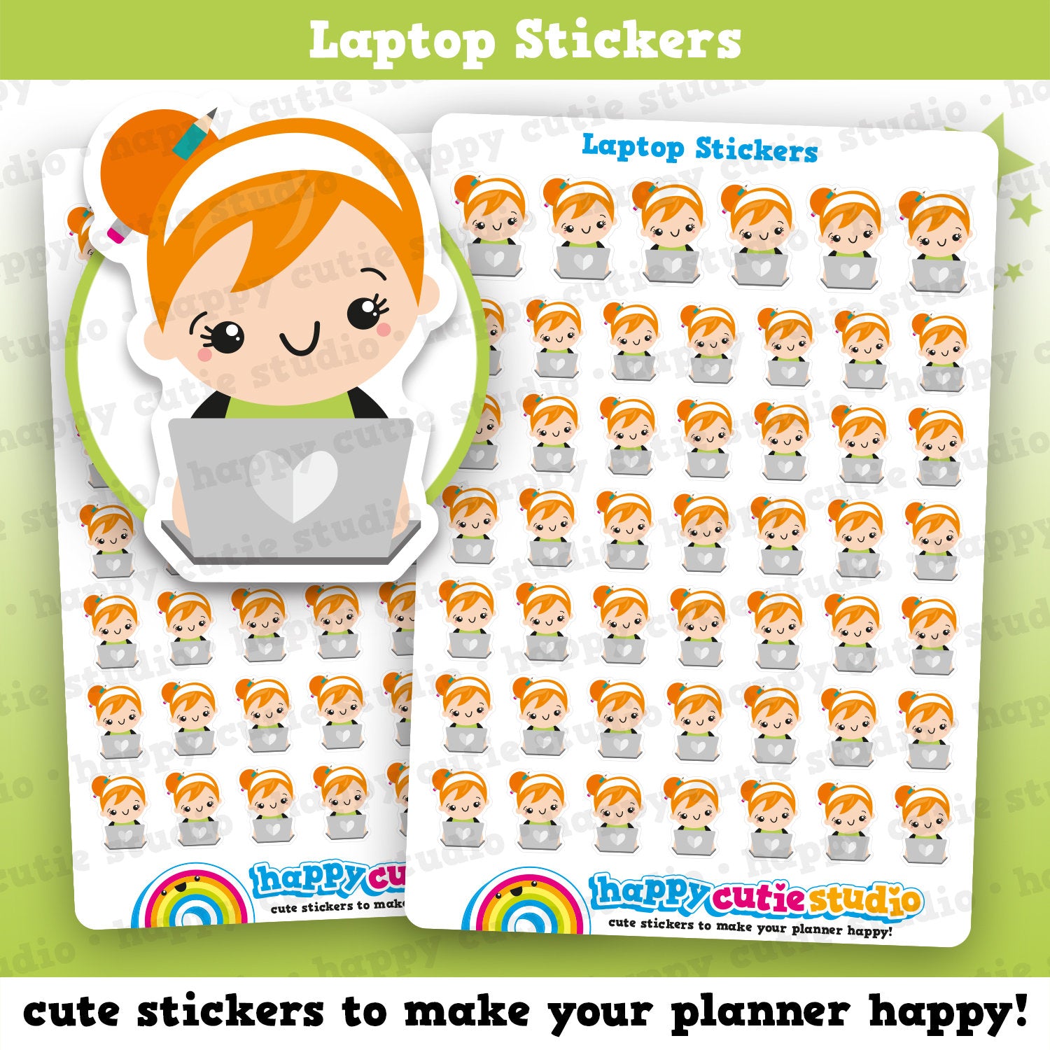 38 Cute Working/Laptop/Computer/Working From Home/WFH Girl Planner Stickers