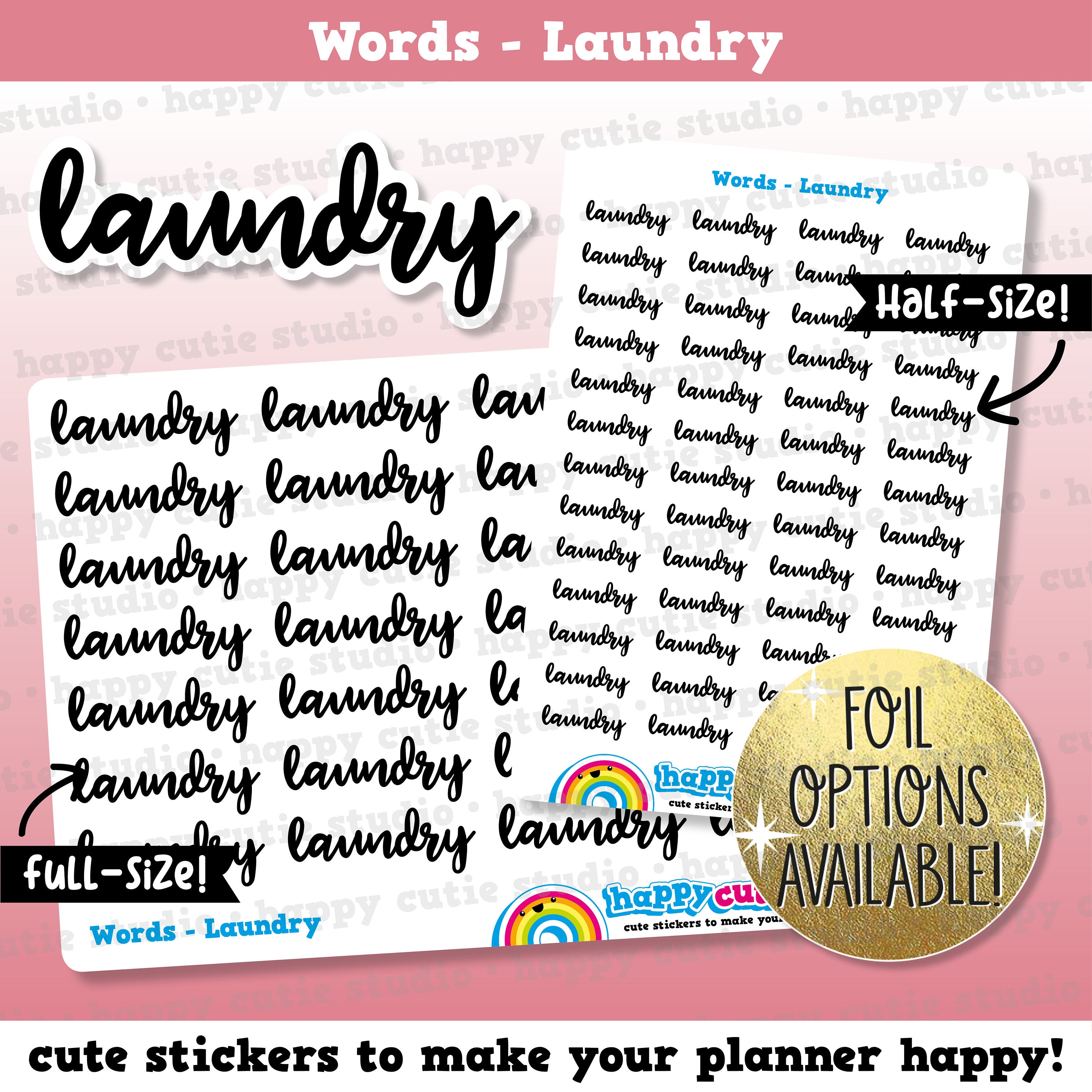 Laundry Words/Functional/Foil Planner Stickers