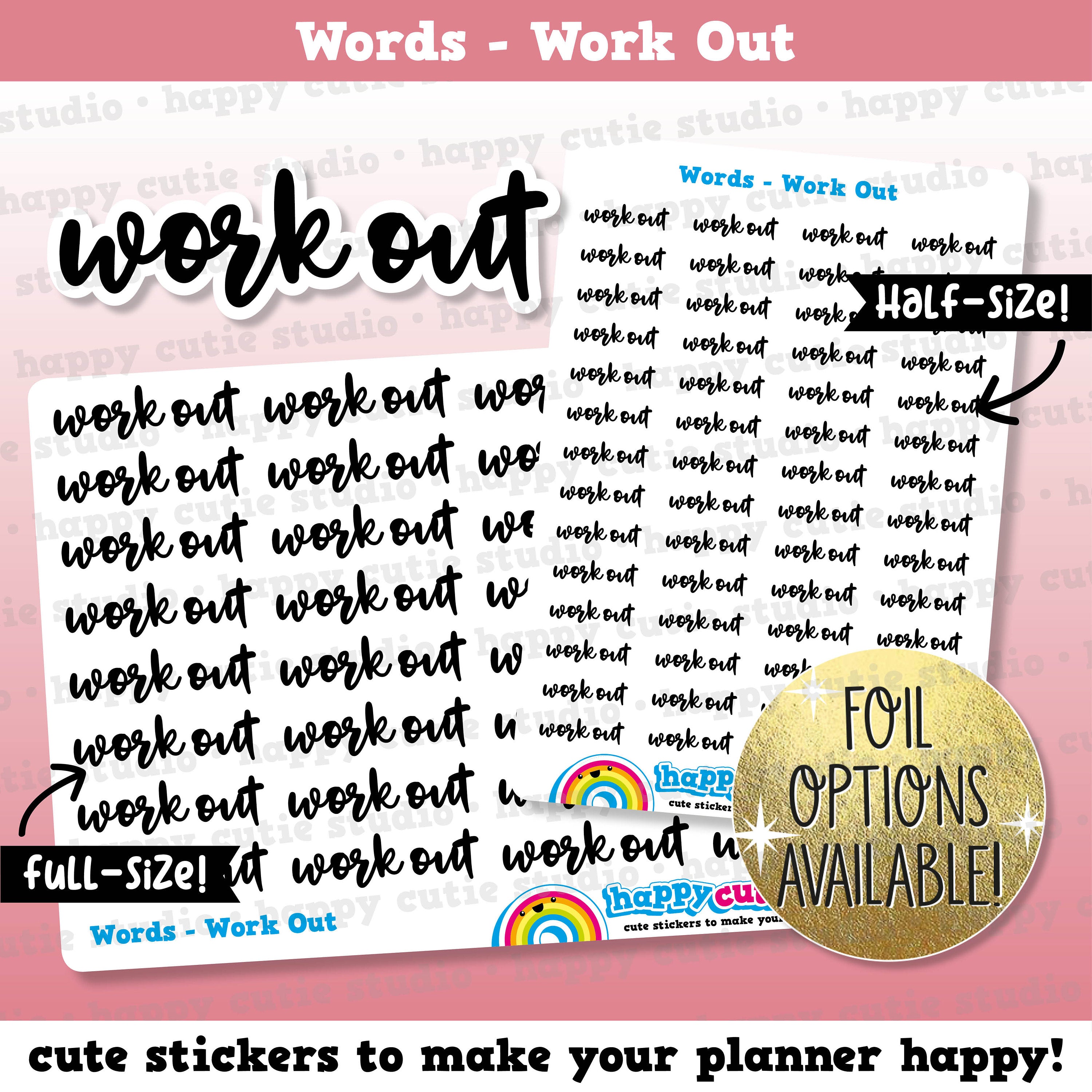 Work Out Words/Functional/Foil Planner Stickers