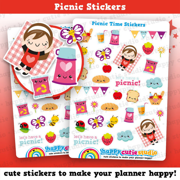 32 Cute Summer Picnic/Party/Garden Planner Stickers
