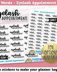 Eyelash Appointment Words/Functional/Foil Planner Stickers