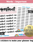 Important Words/Functional/Foil Planner Stickers