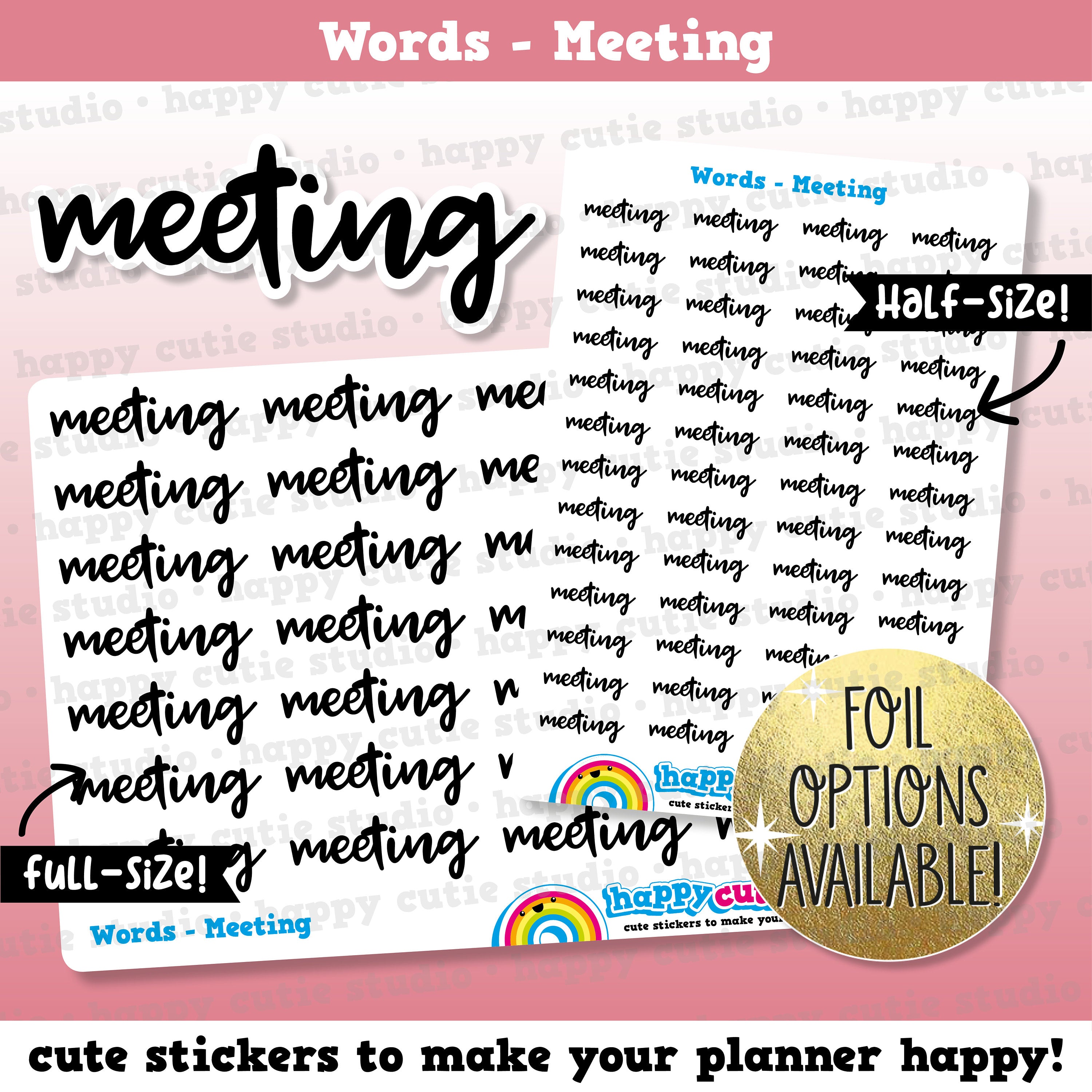 Meeting Words/Functional/Foil Planner Stickers