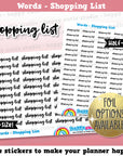 Shopping List Words/Banners/Functional/Foil Planner Stickers