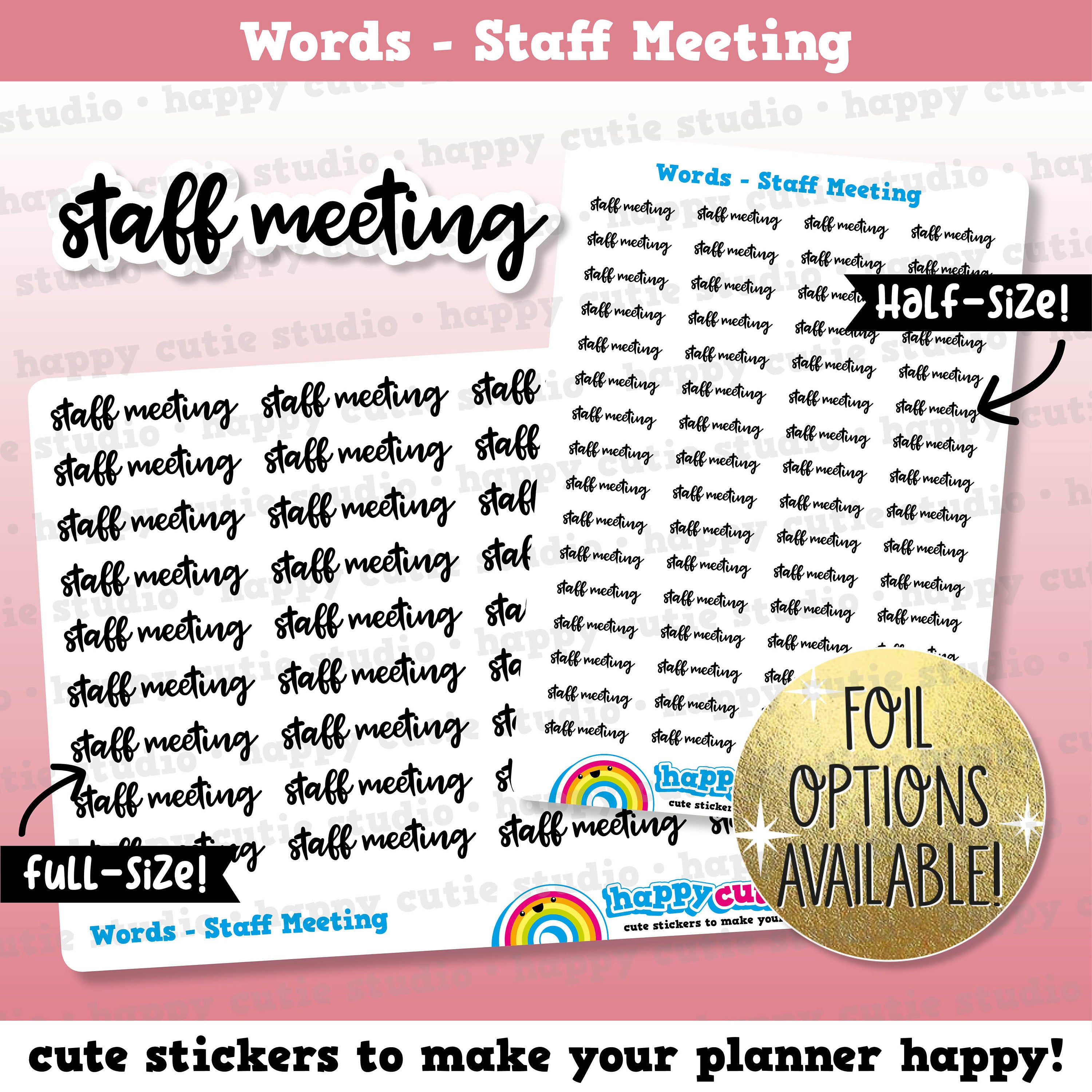 Staff Meeting Words/Functional/Planner/Foil Planner Stickers