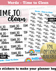 Time To Clean Words/Functional/Foil Planner Stickers