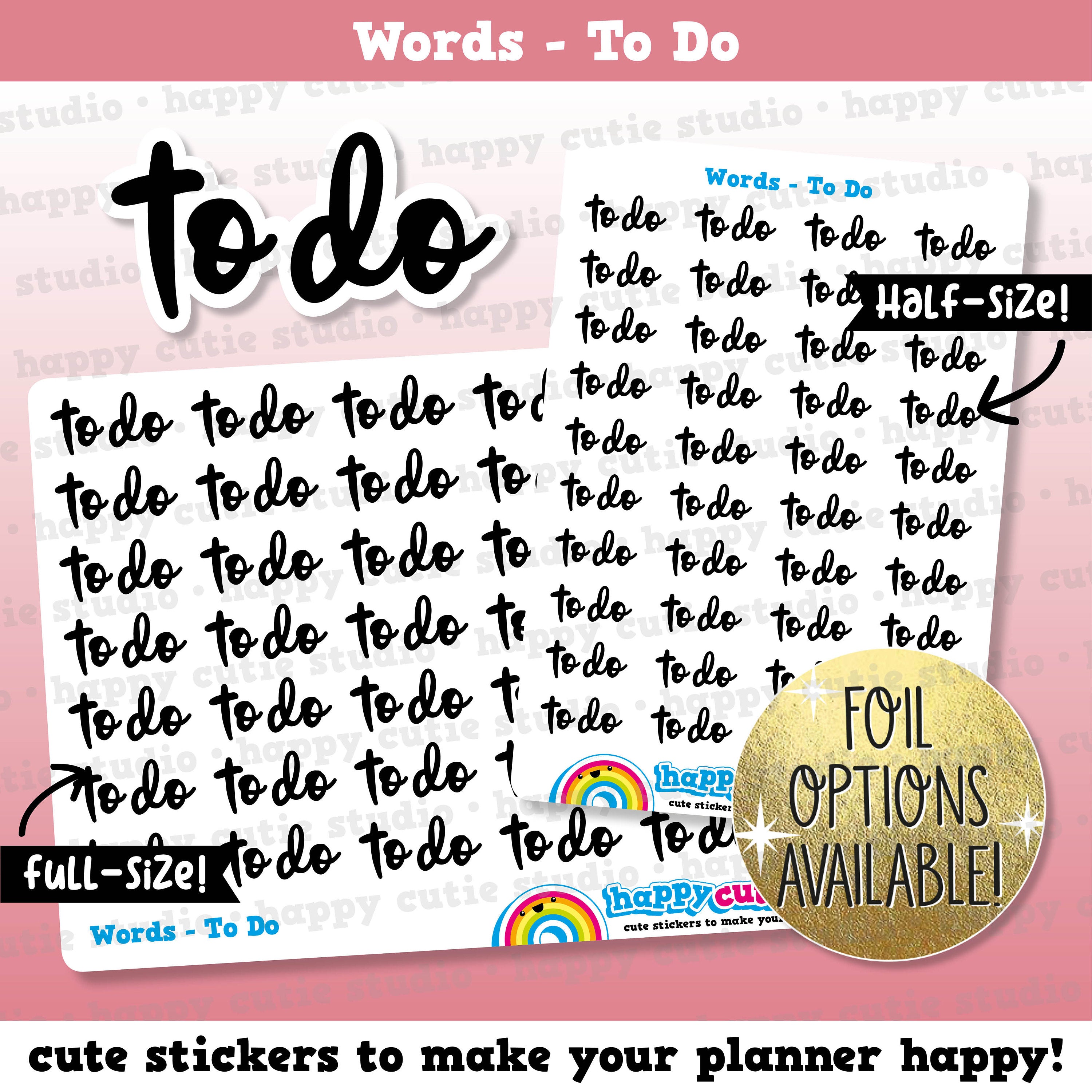 To Do Words/Functional/Foil Planner Stickers