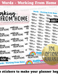 Working From Home Words/Functional/Foil Planner Stickers