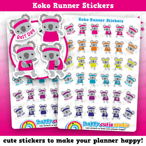 36 Cute Koko the Koala Run/Running/Training/Marathon Planner Stickers