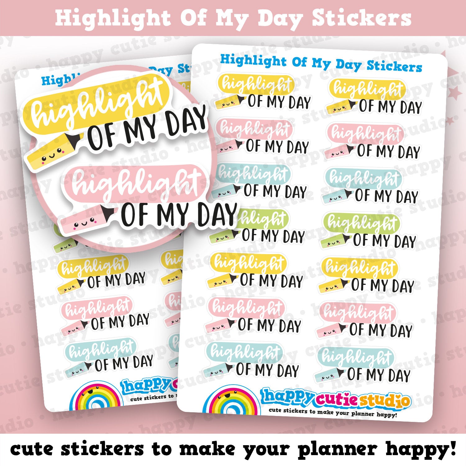 14 Cute Highlight of my Day Planner Stickers