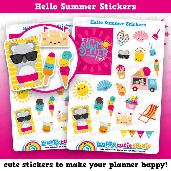 21 Cute Hello Summer Planner Stickers