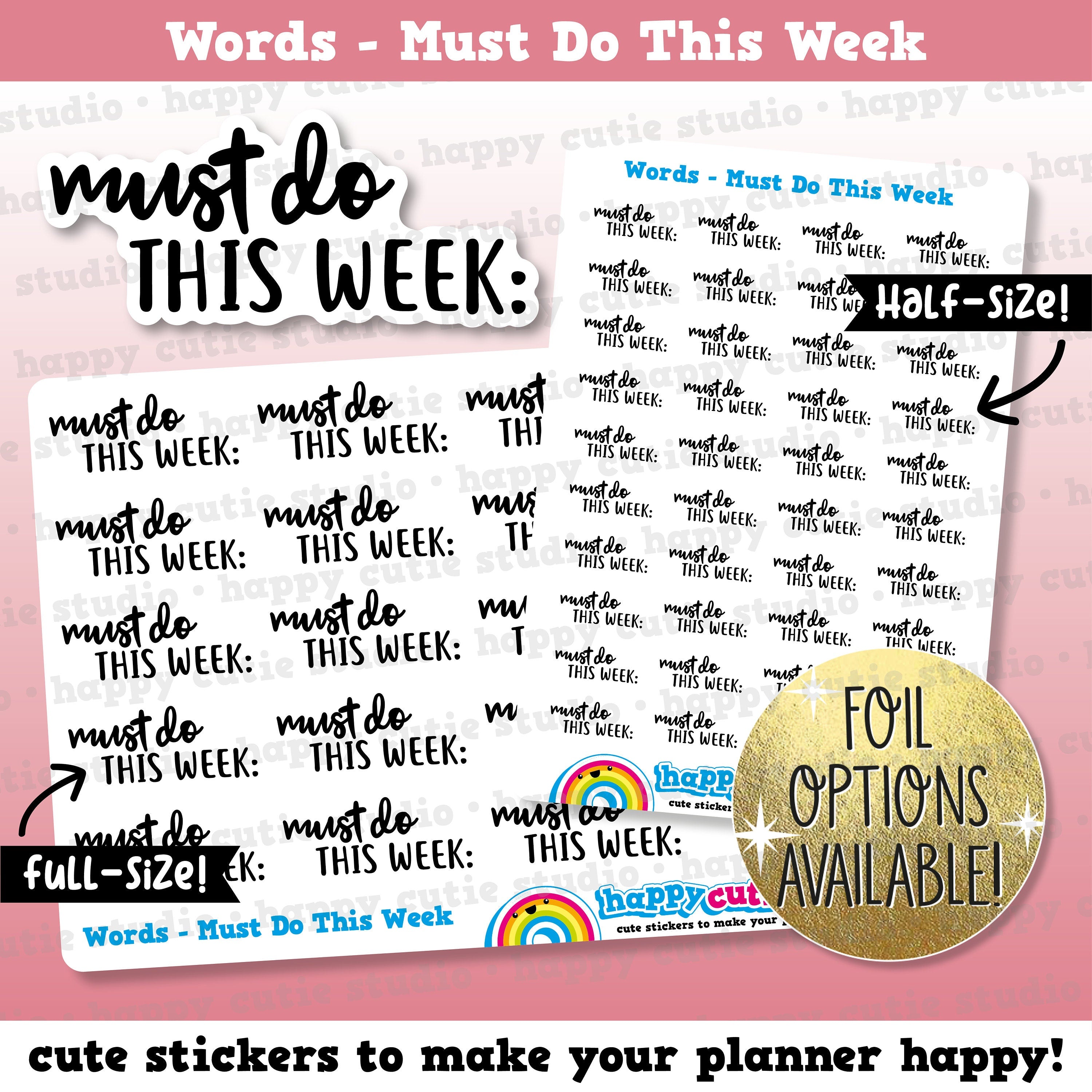 Must Do This Week Words/Functional/Planner Stickers