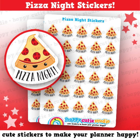 30 Cute Pizza Night Planner Stickers