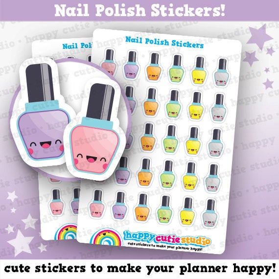 30 Cute Nail Polish/Varnish/Manicure/Pedicure Planner Stickers