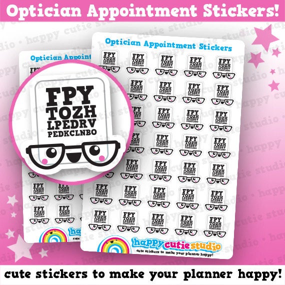 35 Cute Optician Appointment/Reminder/Health Planner Stickers