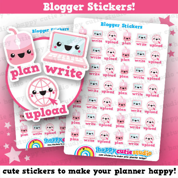 42 Cute Blogger / Blogging / Plan / Write / Upload Planner Stickers