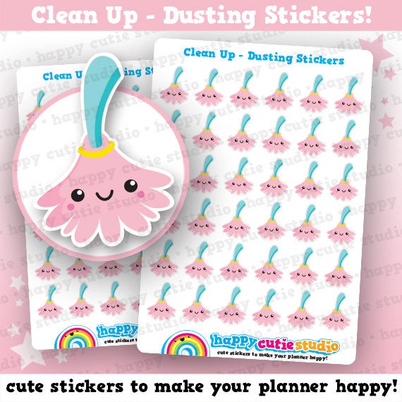 36 Cute Dusting / Chores / Duster Planner Stickers