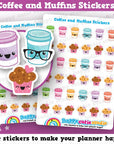36 Cute Takeaway Coffee and Muffin Planner Stickers