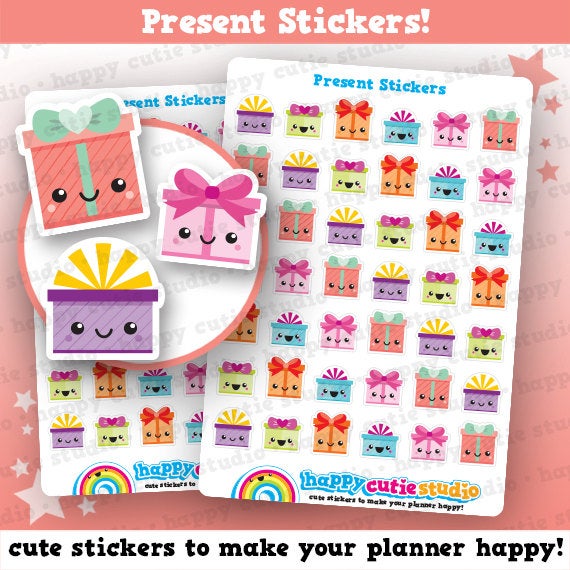 42 Cute Present/Birthday/Gift Planner Stickers