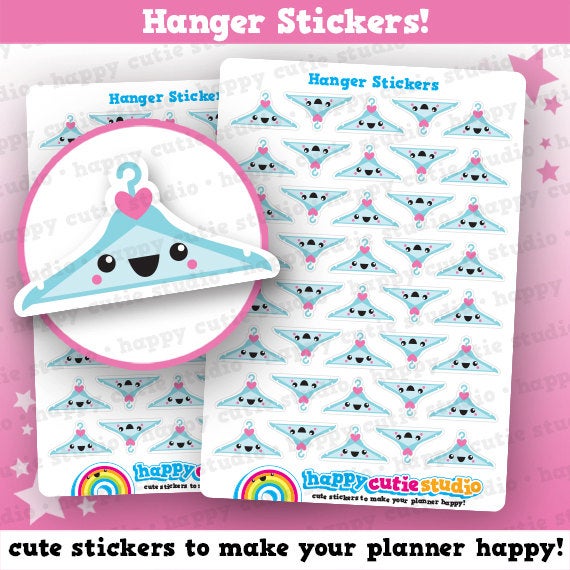 63 Cute Hangers/Clothes/Laundry/Chores Planner Stickers